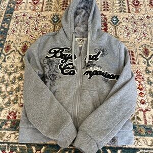 Revolution Gray Zip-Up Hoodie with Script Logo